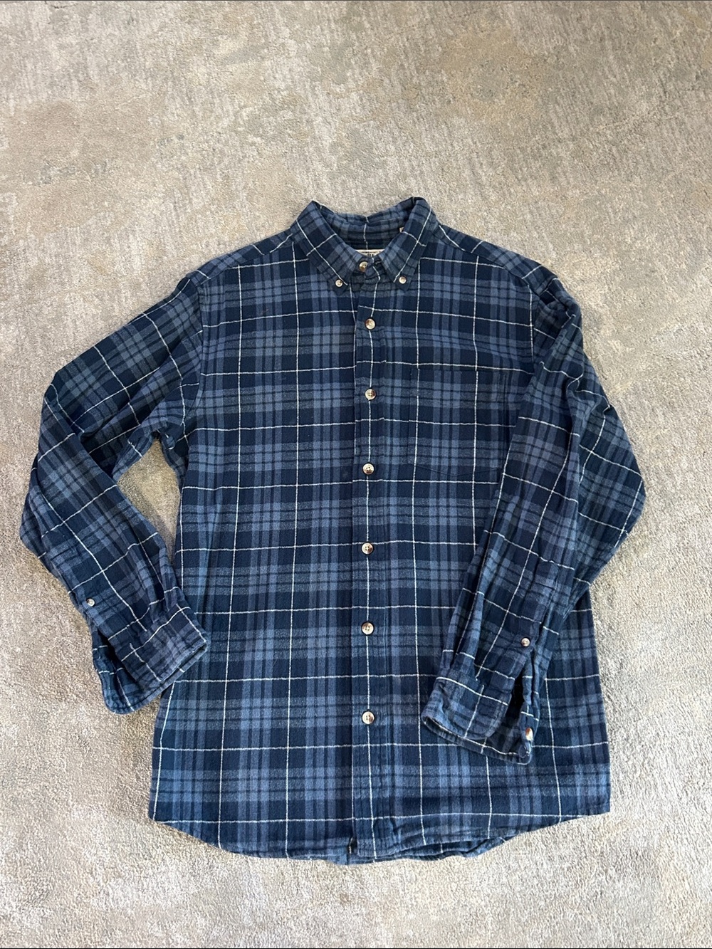 Men’s RedHead Navy and Light Blue Plaid, Flannel, Button-Down Shirt
